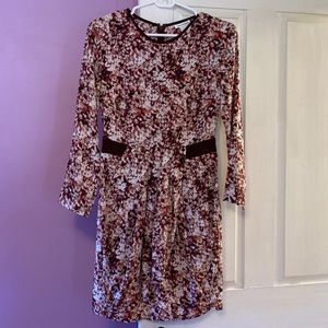 Club Monaco silk dress, blurred floral, 00